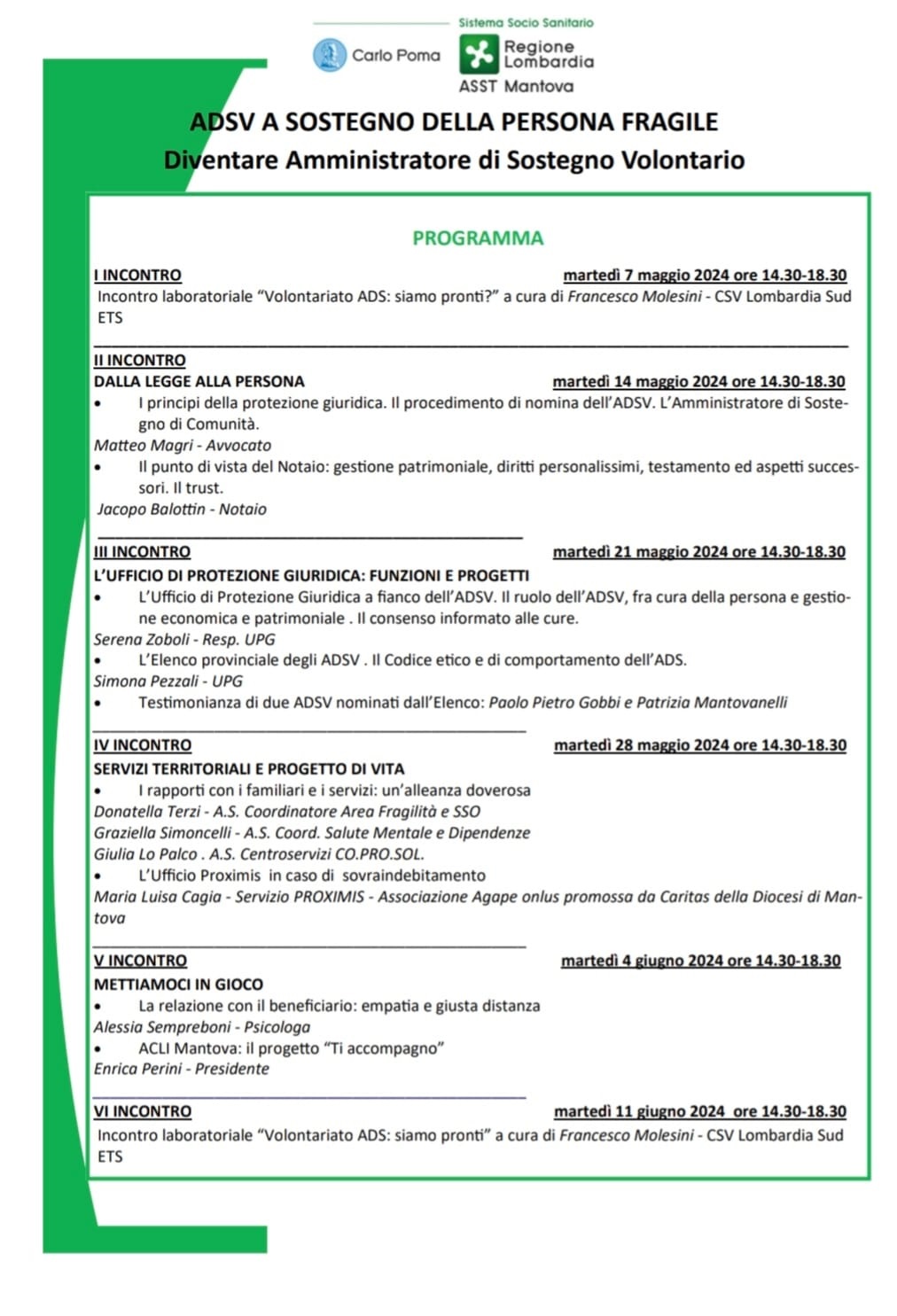 Corso di formazione per Amministratore di Sostegno Volontario